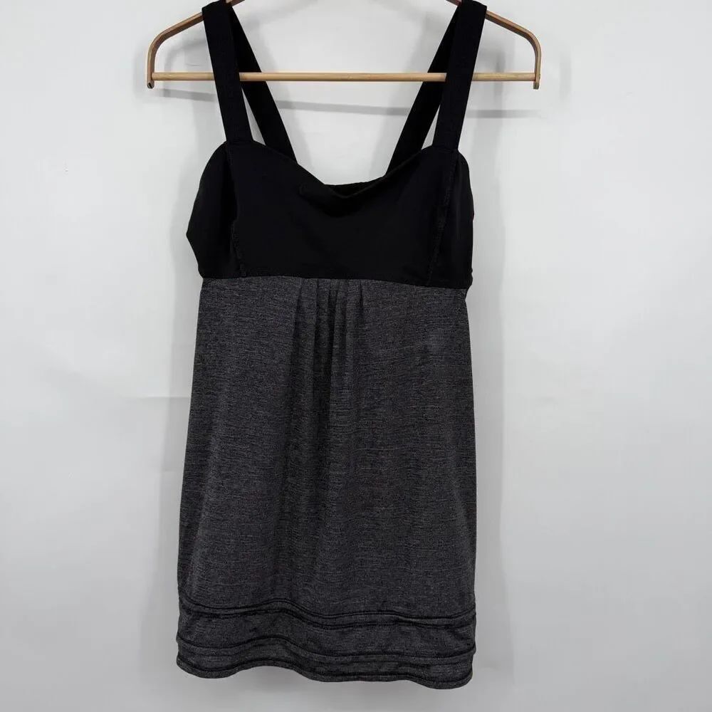 Lululemon Black Gray Athletic‎ Pullover Run Back On Track Active Tank Top Size 8
